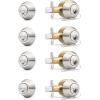 imageProbrico Keyed Alike Double Cylinder Deadbolt 2 Side Both Keyed Round Modern Contemporary Deadbolt Door Lock for Interior and Exterior Satin Nickel 2 PackBrushed Nickel