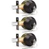 imageProbrico Keyed Alike Double Cylinder Deadbolt 2 Side Both Keyed Round Modern Contemporary Deadbolt Door Lock for Interior and Exterior Satin Nickel 2 PackOil Rubbed Bronze