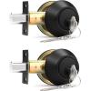 imageProbrico Keyed Alike Double Cylinder Deadbolt 2 Side Both Keyed Round Modern Contemporary Deadbolt Door Lock for Interior and Exterior Satin Nickel 2 PackBlack