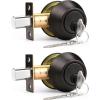 imageProbrico Keyed Alike Double Cylinder Deadbolt 2 Side Both Keyed Round Modern Contemporary Deadbolt Door Lock for Interior and Exterior Satin Nickel 2 PackOil Rubbed Bronze