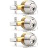 imageProbrico Keyed Alike Double Cylinder Deadbolt 2 Side Both Keyed Round Modern Contemporary Deadbolt Door Lock for Interior and Exterior Satin Nickel 2 PackBrushed Nickel