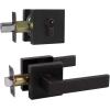 imageProbrico Passage Door Levers with Single Cylinder Deadbolts Combo PackKeyed Alike Modern Square Lock Set Handleset Heavy Duty Exterior Door Handle and Deadbolts Set Oil Rubbed Bronze 1 Pack