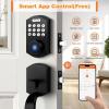 imageProbrico Smart Keyless Entry Door Lock DeadboltFront Door Handleset with Fingerprint Deadbolt Electronic Digital Keypad Deadbolt Lock with HandleAppAutoLockingBlack