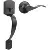 imageProbrico Black Lower Half Front Entry Handleset Heavy Duty Entry Door Handle with Interior Reversible Handed Lever Lock Grip Handle with Wave Lever Keyless Door Locks 1PackBlack