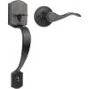imageProbrico Black Lower Half Front Entry Handleset Heavy Duty Entry Door Handle with Interior Reversible Handed Lever Lock Grip Handle with Wave Lever Keyless Door Locks 1PackOil Rubbed Brown