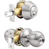 imageProbrico Door Knob and Deadbolt Set Exterior Door Lock Set 4 Pack Enrty Door Locks with Single Cylinder Deadbolt with The Same Keys Brushed Nickel Keyed AlikeBrushed Nickel