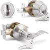 imageProbrico Entrance Door Lever Deadbolt Sets Oil Rubbed Bronze Entry Lever Deabolt Set Keyed Alike Drop Lever with Single Cylinder Deadbolts Combo Pack Exterior Gate Front Door Keyed Hardware 4 PackBrushed Nickel