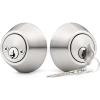 imageProbrico Keyed Alike Double Cylinder Deadbolt 2 Side Both Keyed Round Modern Contemporary Deadbolt Door Lock for Interior and Exterior Satin Nickel 2 PackBrushed Nickel