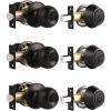 imageProbrico Oil Rubbed Bronze Door Knobs with Single Cylinder Deadbolts Exterior keyed Alike Handleset Combo Pack Lockset for Front Door and Outside Gate Set of 3
