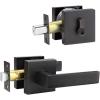 imageProbrico Passage Door Levers with Single Cylinder Deadbolts Combo PackKeyed Alike Modern Square Lock Set Handleset Heavy Duty Exterior Door Handle and Deadbolts Set Oil Rubbed Bronze 1 Pack