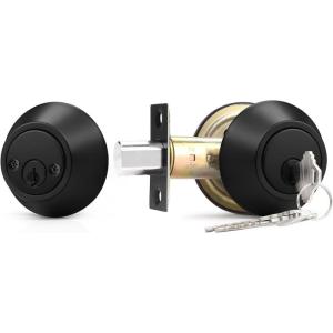 imageProbrico 3 Pack Satin Brushed Nickel Double Cylinder Deadbolt Lock Round Keyed Both Side Door LockKeyed AlikeBlack