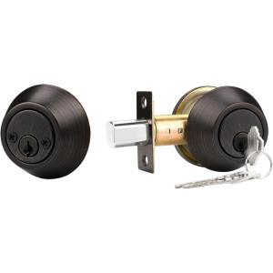 imageProbrico 3 Pack Satin Brushed Nickel Double Cylinder Deadbolt Lock Round Keyed Both Side Door LockKeyed AlikeOil Rubbed Bronze