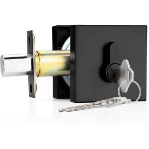 imageProbrico Black Double Cylinder DeadboltKeyed Both SideResidential Security Square Door Lock for Interior and Exterior2PackBlack