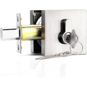 imageProbrico Black Double Cylinder DeadboltKeyed Both SideResidential Security Square Door Lock for Interior and Exterior2PackSatin Nickel