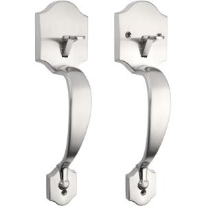 imageProbrico Double Sided Oil Rubbed Brown Front Door Handle SetExteriorInterior Keyless French Door HandlesEntry Handleset Passage Heavy Duty Door Lock Set with No Lock1PackSatin Nickel