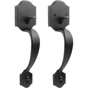 imageProbrico Double Sided Oil Rubbed Brown Front Door Handle SetExteriorInterior Keyless French Door HandlesEntry Handleset Passage Heavy Duty Door Lock Set with No Lock1PackOil Rubbed Brown