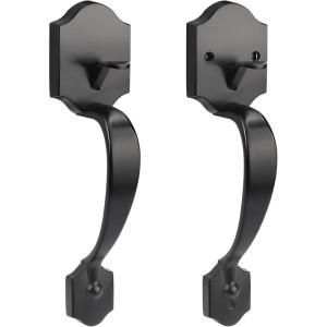 imageProbrico Double Sided Oil Rubbed Brown Front Door Handle SetExteriorInterior Keyless French Door HandlesEntry Handleset Passage Heavy Duty Door Lock Set with No Lock1PackBlack