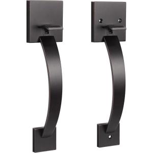 imageProbrico Double Sided Oil Rubbed Brown Front Door HandleExteriorInterior Keyless Square Front Door HandlesetEntry Handleset with No Lock1PackOil Rubbed Brown