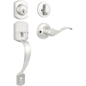 imageProbrico Exterior Door Lock Set Gold Front Door Lock Set Entry Door Locksets with Deadbolt Single Cylinder Front Door Handle and Deadbolt Set 1 SetSatin Nickel