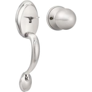 imageProbrico Oil Rubbed Brown Front Door Handle SetAntique Exterior Door Handle with Interior Door KnobEntry Handleset with No Lock1PackSatin Nickel
