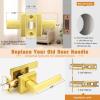 imageProbrico 10 Pack Gold Door Handles Passage Door Levers Heavy Duty Closet and Hall Door Locks Interior Keyless Locksets Reversible Flat Levers with Square RosetteGold