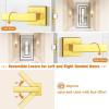 imageProbrico 10 Pack Gold Door Handles Passage Door Levers Heavy Duty Closet and Hall Door Locks Interior Keyless Locksets Reversible Flat Levers with Square RosetteGold