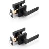 imageProbrico 10 Pack Gold Door Handles Passage Door Levers Heavy Duty Closet and Hall Door Locks Interior Keyless Locksets Reversible Flat Levers with Square RosetteBlack