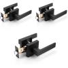 imageProbrico 10 Pack Gold Door Handles Passage Door Levers Heavy Duty Closet and Hall Door Locks Interior Keyless Locksets Reversible Flat Levers with Square RosetteBlack