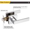imageProbrico 10 Pack Gold Door Handles Passage Door Levers Heavy Duty Closet and Hall Door Locks Interior Keyless Locksets Reversible Flat Levers with Square RosettePolished Chrome