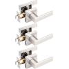 imageProbrico 10 Pack Gold Door Handles Passage Door Levers Heavy Duty Closet and Hall Door Locks Interior Keyless Locksets Reversible Flat Levers with Square RosetteBrushed Nickel