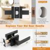 imageProbrico 10 Pack Gold Door Handles Passage Door Levers Heavy Duty Closet and Hall Door Locks Interior Keyless Locksets Reversible Flat Levers with Square RosetteBlack