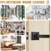 imageProbrico 10 Pack Gold Door Handles Passage Door Levers Heavy Duty Closet and Hall Door Locks Interior Keyless Locksets Reversible Flat Levers with Square RosetteBlack