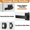 imageProbrico 10 Pack Gold Door Handles Passage Door Levers Heavy Duty Closet and Hall Door Locks Interior Keyless Locksets Reversible Flat Levers with Square RosetteBlack