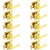 imageProbrico 10 Pack Gold Door Handles Passage Door Levers Heavy Duty Closet and Hall Door Locks Interior Keyless Locksets Reversible Flat Levers with Square RosetteGold