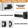 imageProbrico 10 Pack Gold Door Handles Passage Door Levers Heavy Duty Closet and Hall Door Locks Interior Keyless Locksets Reversible Flat Levers with Square RosetteBlack