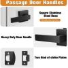imageProbrico 10 Pack Gold Door Handles Passage Door Levers Heavy Duty Closet and Hall Door Locks Interior Keyless Locksets Reversible Flat Levers with Square RosetteBlack