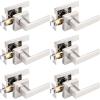 imageProbrico 10 Pack Gold Door Handles Passage Door Levers Heavy Duty Closet and Hall Door Locks Interior Keyless Locksets Reversible Flat Levers with Square RosetteBrushed Nickel