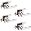 imageProbrico 10 Pack Gold Door Handles Passage Door Levers Heavy Duty Closet and Hall Door Locks Interior Keyless Locksets Reversible Flat Levers with Square RosettePolished Chrome