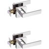 imageProbrico 10 Pack Gold Door Handles Passage Door Levers Heavy Duty Closet and Hall Door Locks Interior Keyless Locksets Reversible Flat Levers with Square RosettePolished Chrome