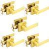 imageProbrico 10 Pack Gold Door Handles Passage Door Levers Heavy Duty Closet and Hall Door Locks Interior Keyless Locksets Reversible Flat Levers with Square RosetteGold