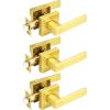 imageProbrico 10 Pack Gold Door Handles Passage Door Levers Heavy Duty Closet and Hall Door Locks Interior Keyless Locksets Reversible Flat Levers with Square RosetteGold