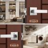imageProbrico 10 Pack Gold Door Handles Passage Door Levers Heavy Duty Closet and Hall Door Locks Interior Keyless Locksets Reversible Flat Levers with Square RosetteBrushed Nickel