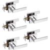 imageProbrico 10 Pack Gold Door Handles Passage Door Levers Heavy Duty Closet and Hall Door Locks Interior Keyless Locksets Reversible Flat Levers with Square RosettePolished Chrome