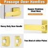 imageProbrico 10 Pack Gold Door Handles Passage Door Levers Heavy Duty Closet and Hall Door Locks Interior Keyless Locksets Reversible Flat Levers with Square RosetteGold