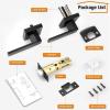 imageProbrico 10 Pack Gold Door Handles Passage Door Levers Heavy Duty Closet and Hall Door Locks Interior Keyless Locksets Reversible Flat Levers with Square RosetteBlack