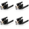 imageProbrico 10 Pack Gold Door Handles Passage Door Levers Heavy Duty Closet and Hall Door Locks Interior Keyless Locksets Reversible Flat Levers with Square RosetteBlack