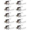 imageProbrico 10 Pack Gold Door Handles Passage Door Levers Heavy Duty Closet and Hall Door Locks Interior Keyless Locksets Reversible Flat Levers with Square RosettePolished Chrome