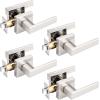 imageProbrico 10 Pack Gold Door Handles Passage Door Levers Heavy Duty Closet and Hall Door Locks Interior Keyless Locksets Reversible Flat Levers with Square RosetteBrushed Nickel