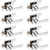 imageProbrico 10 Pack Gold Door Handles Passage Door Levers Heavy Duty Closet and Hall Door Locks Interior Keyless Locksets Reversible Flat Levers with Square RosettePolished Chrome