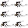 imageProbrico 10 Pack Gold Door Handles Passage Door Levers Heavy Duty Closet and Hall Door Locks Interior Keyless Locksets Reversible Flat Levers with Square RosettePolished Chrome